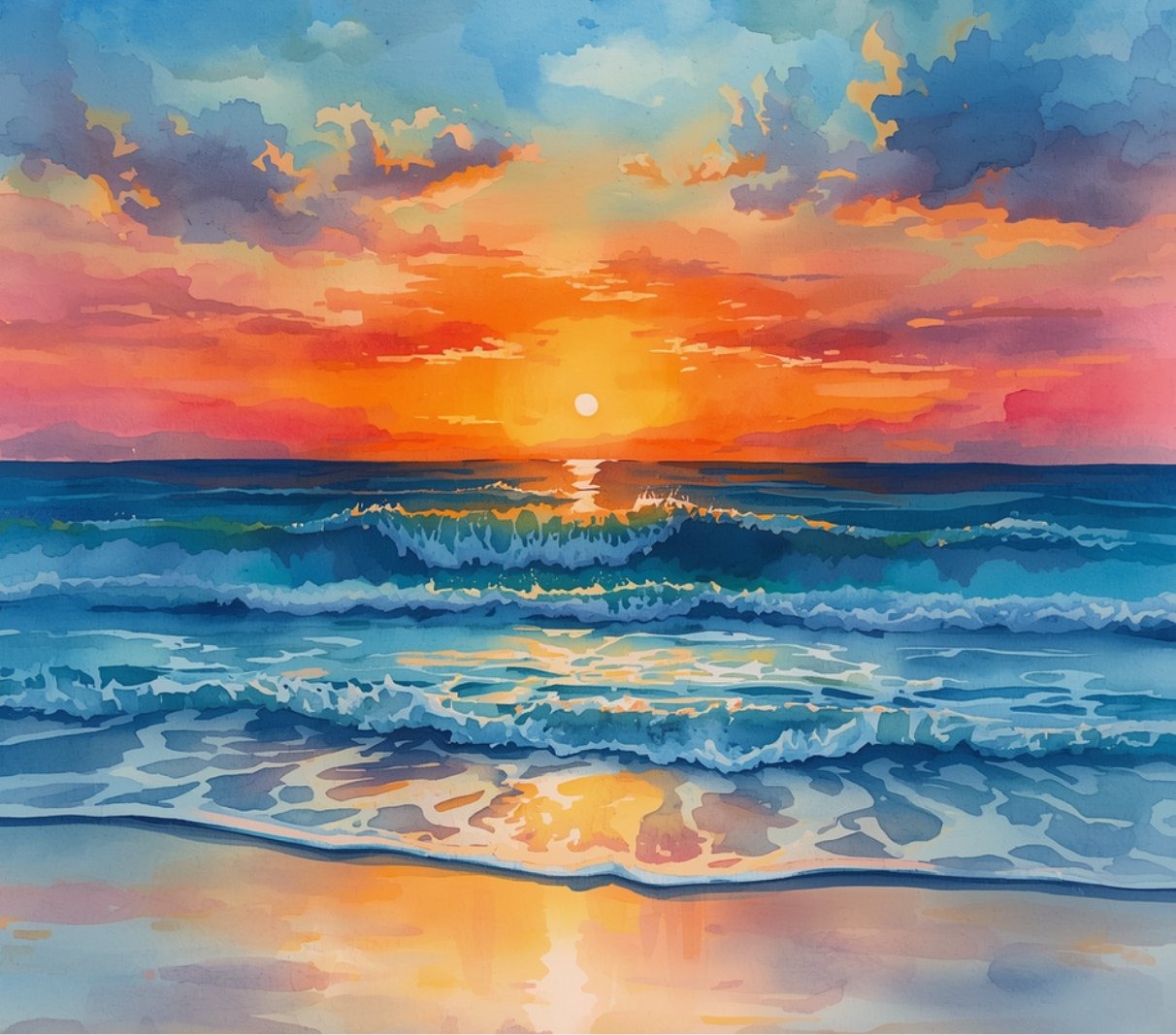 Vibrant sunset over the ocean